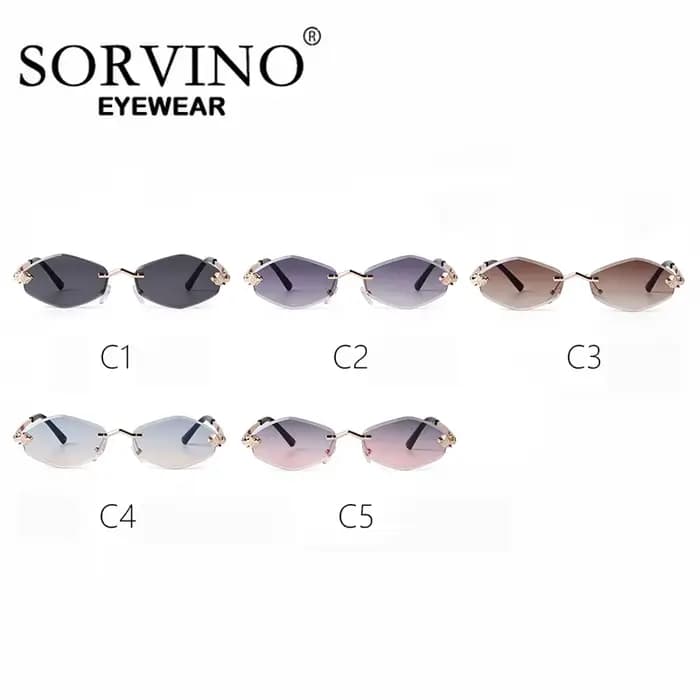 Lunettes de soleil en losange polygonales sans monture pour femmes
