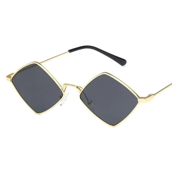 Hipster polygone femmes lunettes de soleil irrégulière Vintage petit cadre losange dames