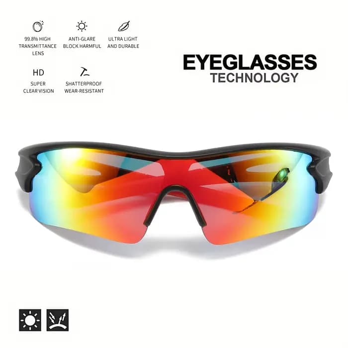 Lunettes de soleil de sport classiques avec lentille UV400 enveloppantes une pièce – Ajustement confortable unisexe
