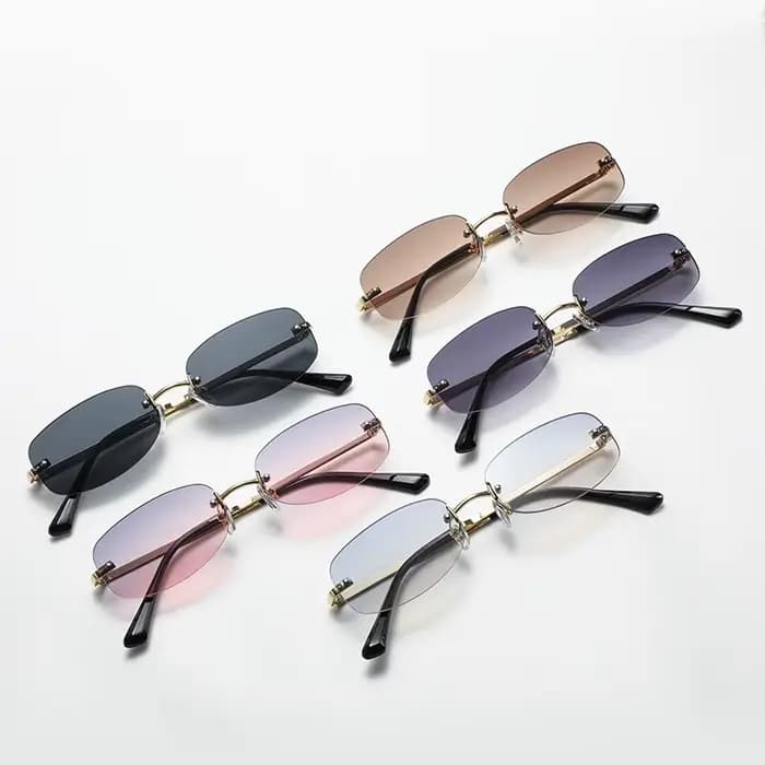 Lunettes elliptiques Anti-lumière en métal sans cadre pour femmes