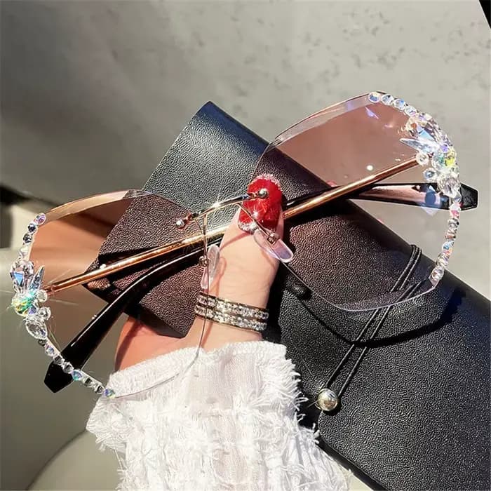 Nouvelles lunettes de soleil en métal sans bordure femmes