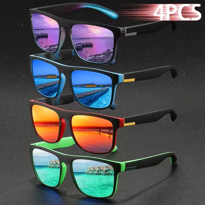 4 paires de lunettes de soleil sport vintage classiques à rayures