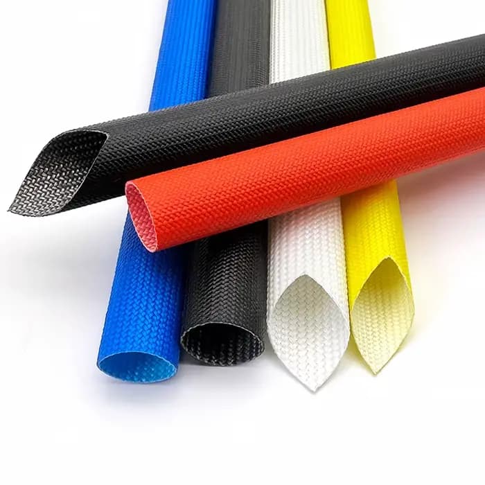 Manchon tressé en fibre de verre enduit de silicone 1~20 mm, 200°C, 1,5 kV, tube isolant haute tension pour la protection des câbles