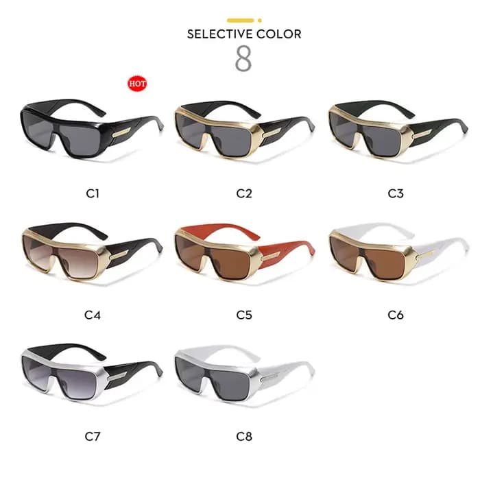 Lunettes de soleil carrées surdimensionnées vintage une pièce pour femmes et hommes