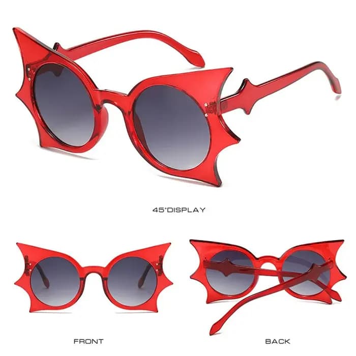 Lunettes de soleil gothiques en forme de chauve-souris sans bords pour femmes