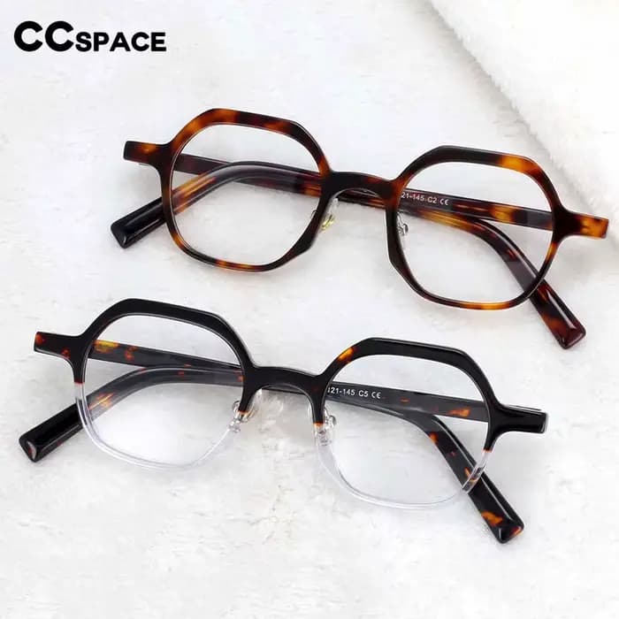 Lunettes optiques en acétate de léopard polygone pour hommes et femmes