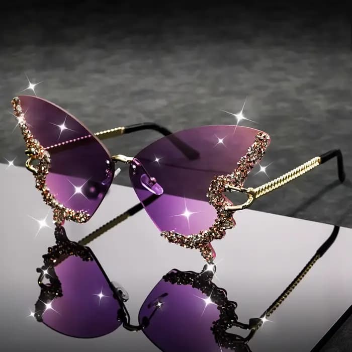 Lunettes de soleil papillon sans bords pour femmes et hommes