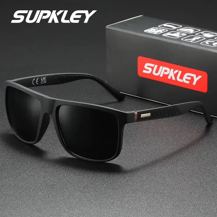 SUPKLEY Lunettes de soleil polarisées simples et décontractées avec monture carrée