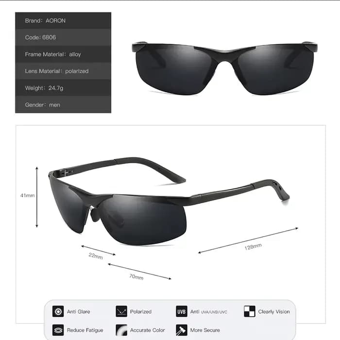 Lunettes de soleil polarisées AORON pour hommes et femmes