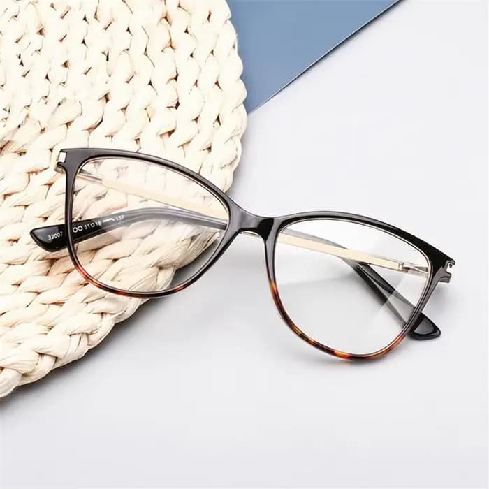 Lunettes de Prescription œil de chat à monture léopard noir
