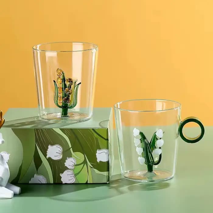 Muguet de mai Cadeau de tasse en verre pour amoureux, faveurs de mariage créatives, verre à vin, tasse à café, bière, tasse à thé, romantique, vente en gros