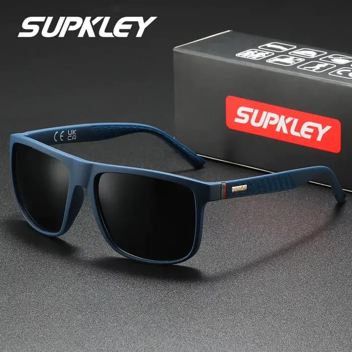 SUPKLEY Lunettes de soleil polarisées simples et décontractées avec monture carrée