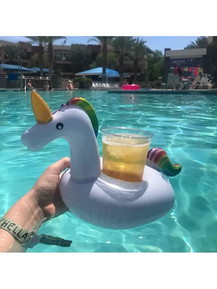 Porte-gobelet gonflable Flamingo Cowijk pour piscine et fête, flotteurs à cliquetis, 15 pièces