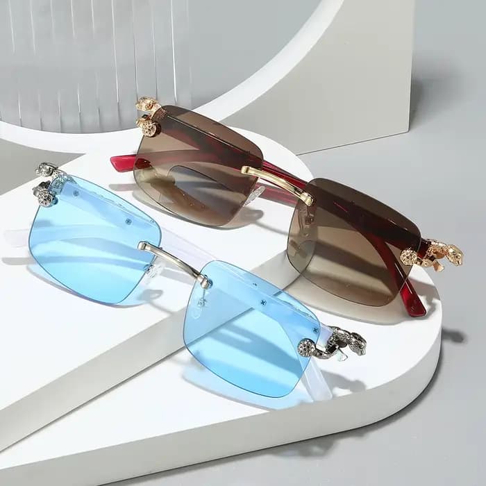 2025 classique sans monture carré lunettes de soleil hommes teinte couleur métal guépard décoration mode luxe