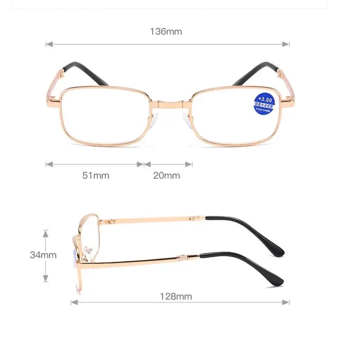 Lunettes de lecture pliantes en métal rétro pour hommes avec étui
