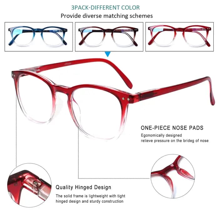 Henotin lunettes de lecture charnières de printemps hommes femmes à la mode lentille claire cadre carré
