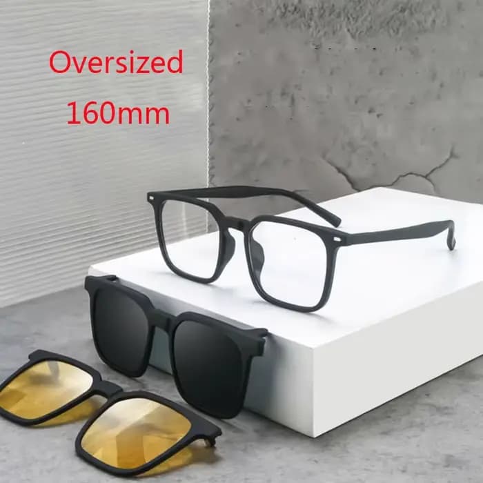 Haute qualité 160mm grande taille lunettes cadre 3 en 1 pince magnétique