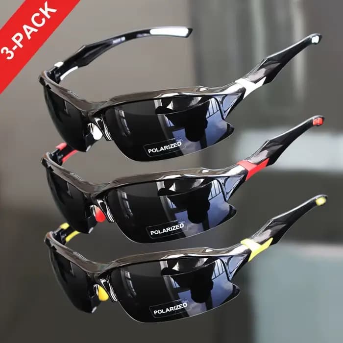 3 pièces lunettes de sport polarisées pour hommes et femmes