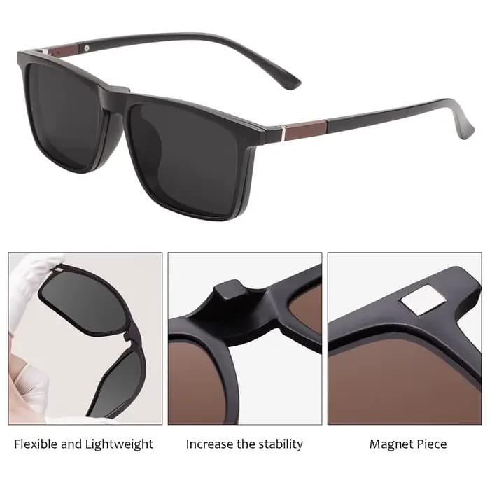 Lunettes de soleil carrées à jante complète pour hommes et femmes