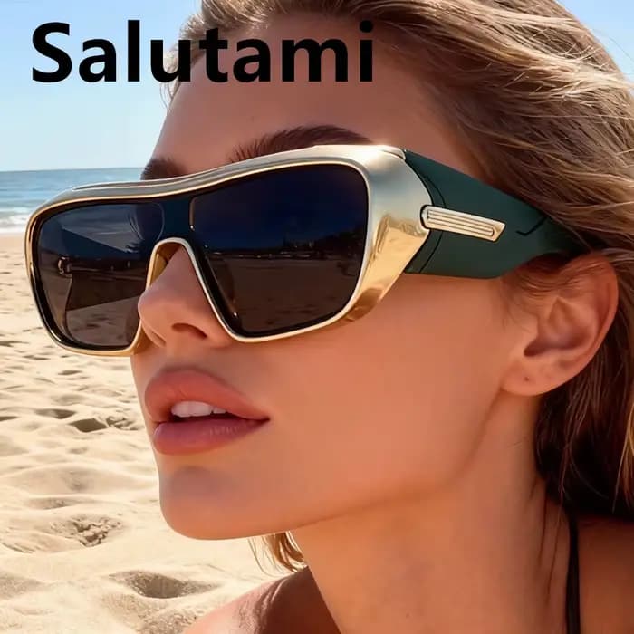 Lunettes de soleil carrées surdimensionnées vintage une pièce pour femmes et hommes