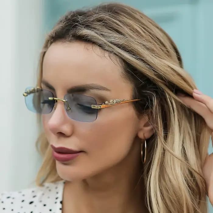 Lunettes de soleil carrées sans bords pour femmes et hommes