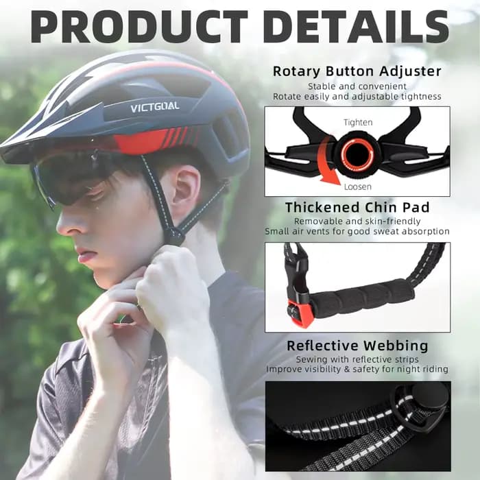 VICTGOAL MTB Casque de vélo Lunettes de protection solaire Hommes Femmes