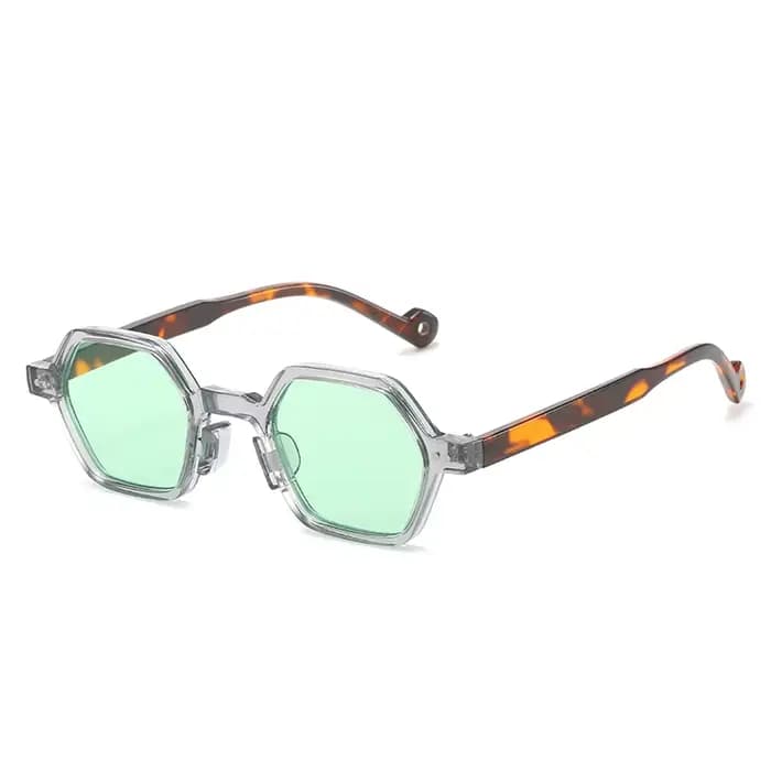 Lunettes de soleil hexagonales à petite monture irrégulière