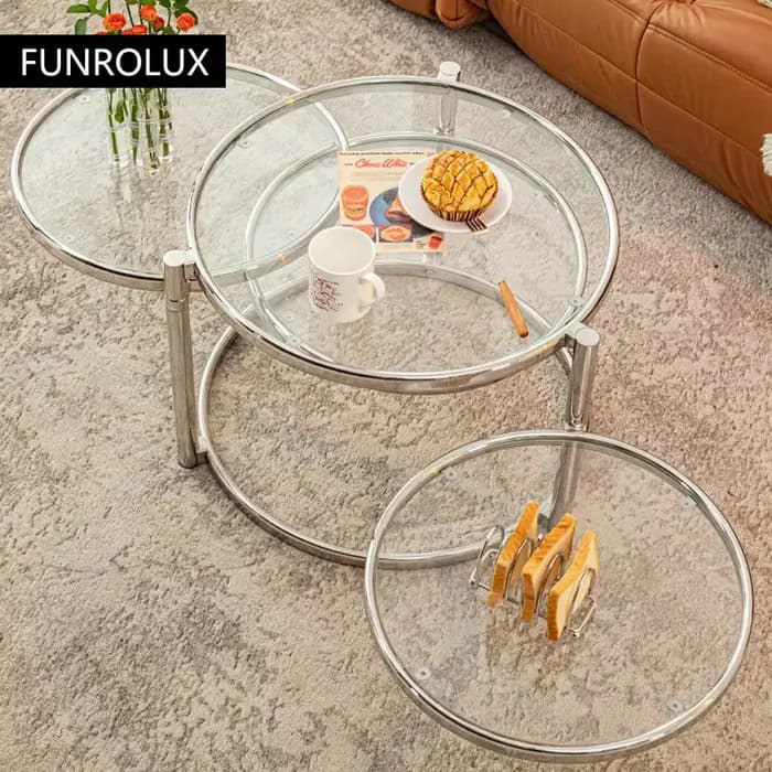 Table basse en acier inoxydable avec verre du Guatemala, table à thé moderne, appartement