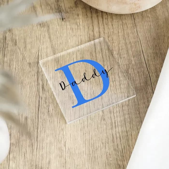1 pièces gratuit personnalisé carré Transparent dessous de verre nom dessous de verre pour cadeau d'anniversaire ami sous-verres maison cadeaux de fête de mariage