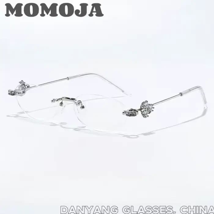 MOMOJA femmes luxe petites lunettes ovales cadre sans monture