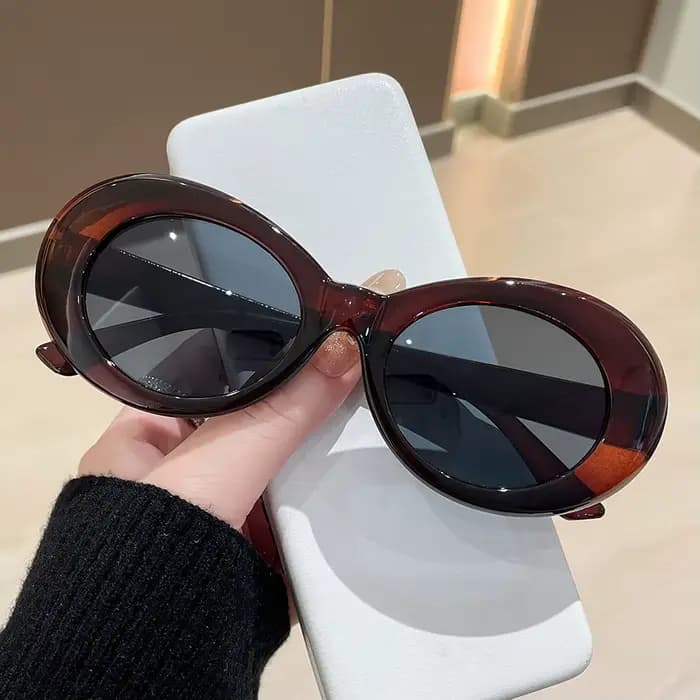 Lunettes à monture ovale en plastique pour hommes/femmes