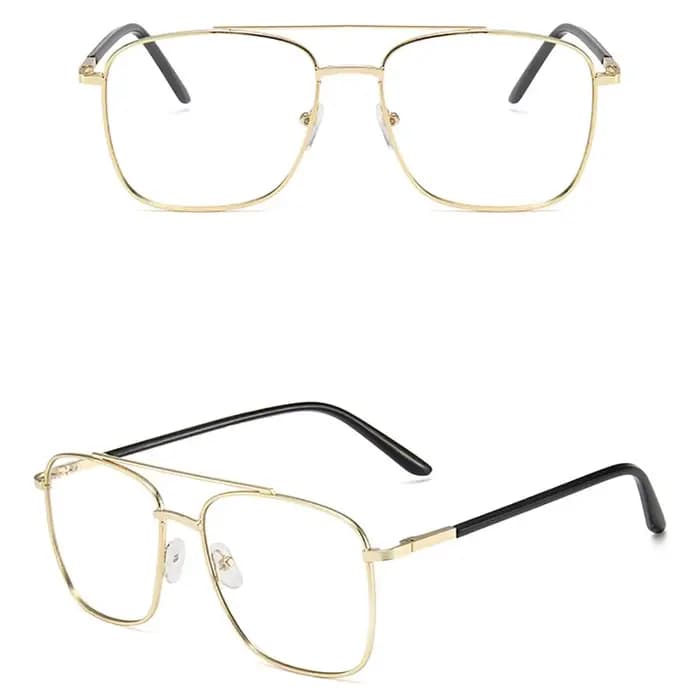 Lunettes anti-radiation à double pont en verre pour femmes – Monture métallique – Verres optiques bloquant la lumière – Promotion