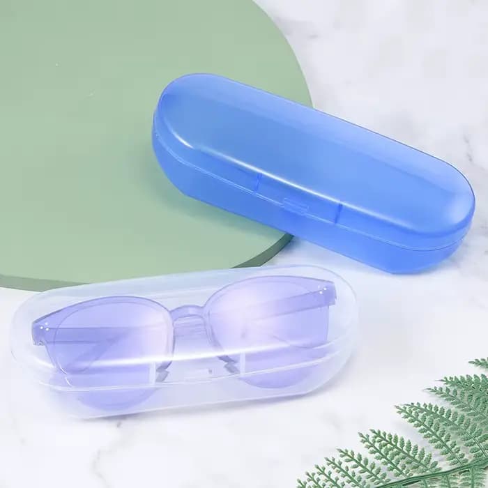 Étui à lunettes transparent bleu