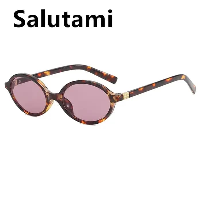Lunettes de soleil Vintage ovales léopard noir pour femmes
