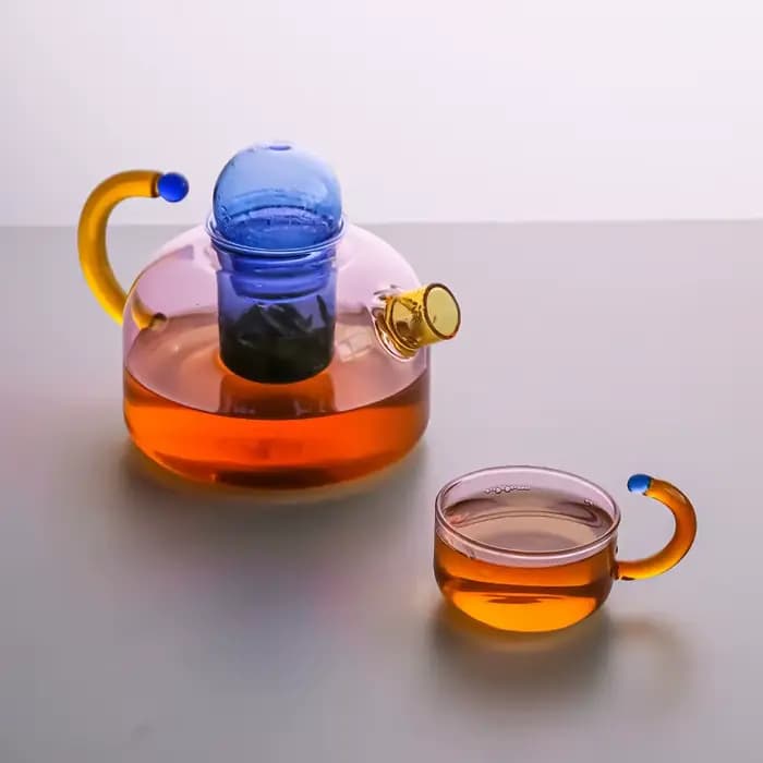 Théière en verre coloré avec poignée, haute teneur en borosilicate, résistante à la chaleur, eau bouillante, ensembles de thé, bouilloire, tasse à eau, bouteille