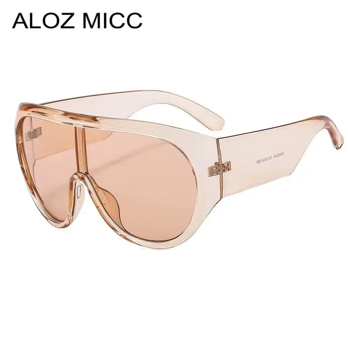 Lunettes de soleil pilote surdimensionnées de luxe unisexe rétro marron nuances UV400 Style Punk conception une pièce pour hommes et femmes