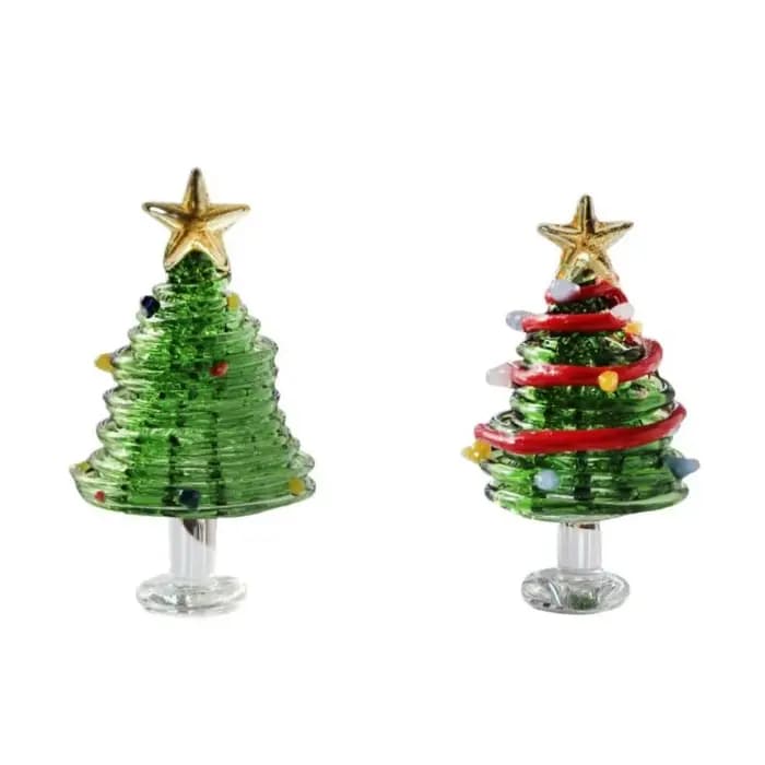 Décoration de Noël : Figurines d'arbre de Noël en verre brossé faites à la main, mini artisanat, décoration de Noël