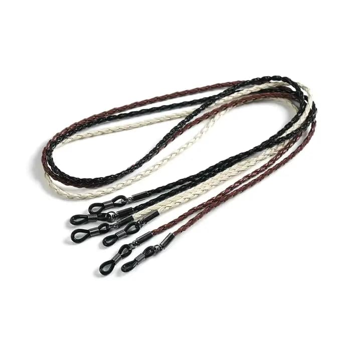 Cordon à lunettes 3 pièces en PU tressé à la main