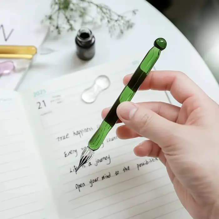 Stylo à plume en verre, unité individuelle, idéal pour étudiant, coloré, transparent, cadeau vintage, pour peinture artistique, signature, calligraphie