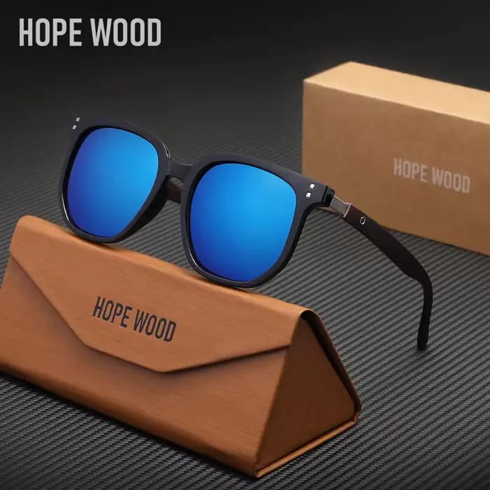 HOPEWOOD Lunettes de soleil vintage en bois grainé pour hommes et femmes