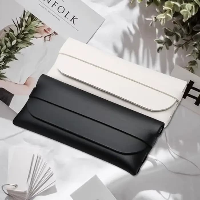 Étuis à lunettes en cuir souple et élégant noir et blanc – Sacs de protection