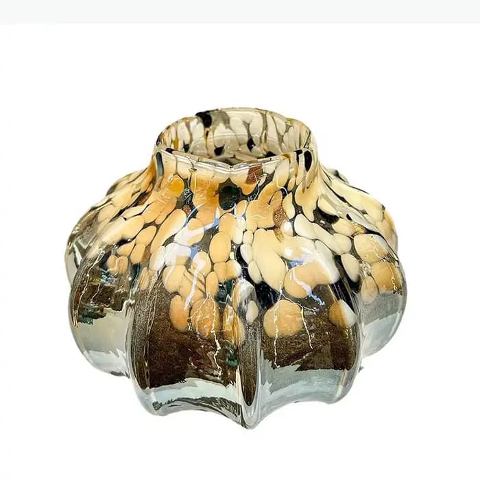 Vase en verre texturé peint, pots à fleurs créatifs froissés, décoration de bureau, arrangements floraux, vases décoratifs pour une esthétique d'ambiance.