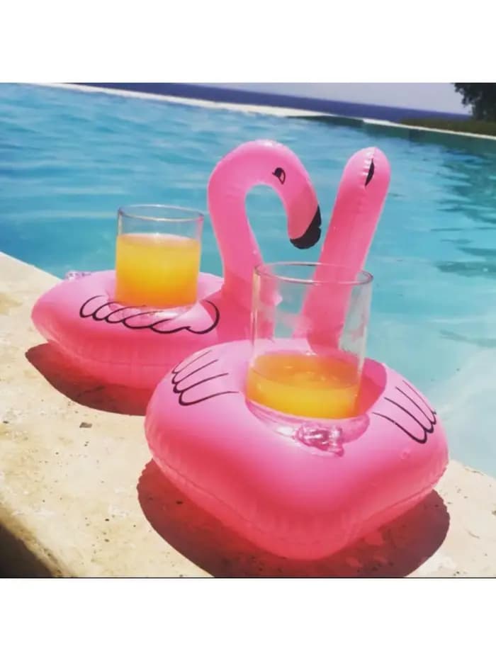 Porte-gobelet gonflable Flamingo Cowijk pour piscine et fête, flotteurs à cliquetis, 15 pièces