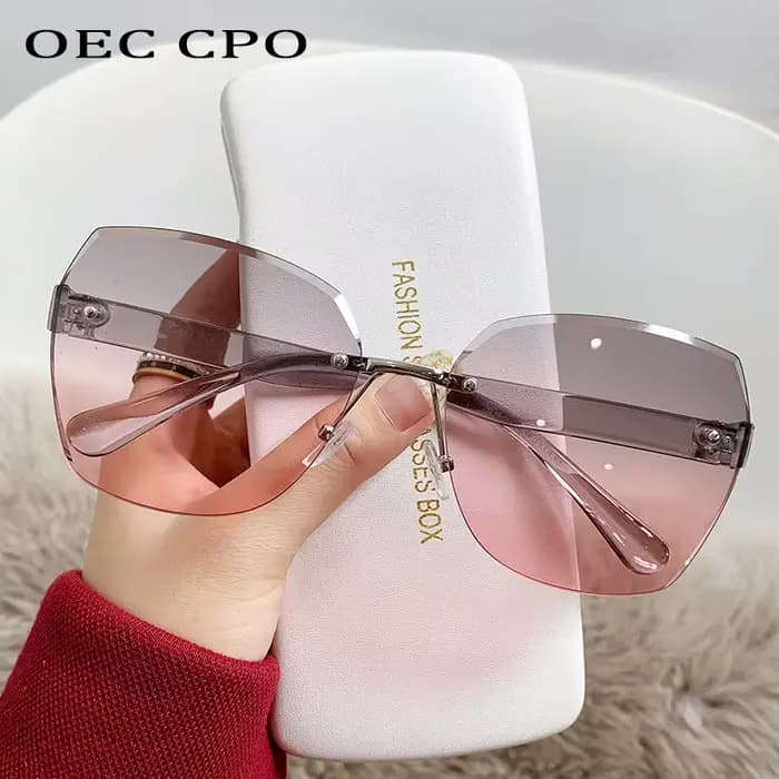 Lunettes de soleil carrées sans monture pour femme