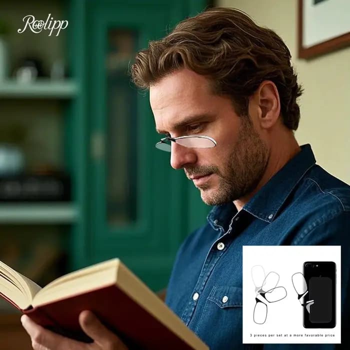Lunettes de lecture DBYLXMN à clip nasal pour homme, de haute qualité, portables, avec support nasal en mousse pour seniors, transparentes, avec étui