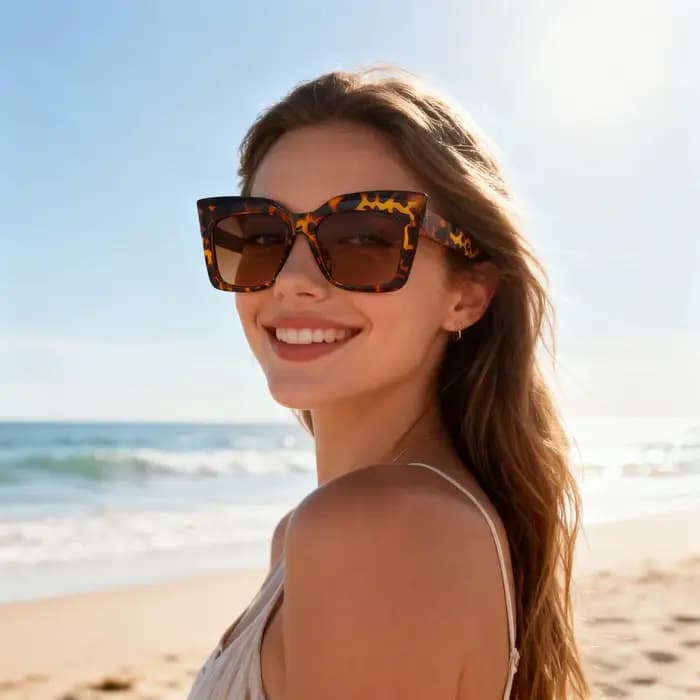Lunettes de soleil tendance à grande monture œil de chat
