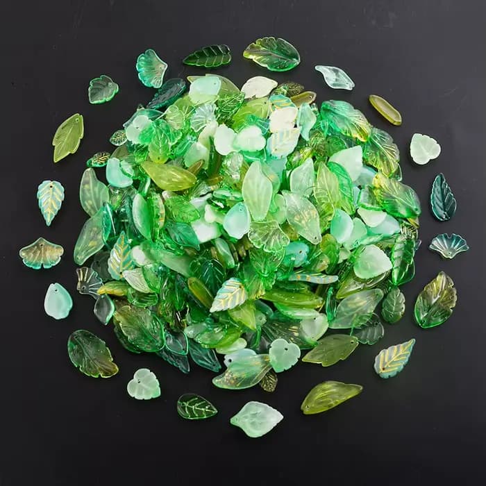 Mélange aléatoire de 30/50/100 pièces de perles de feuilles de verre, bricolage de colliers et Bracelets faits à la main, perles de feuilles, matériaux de fabrication de bijoux, accessoires en vrac