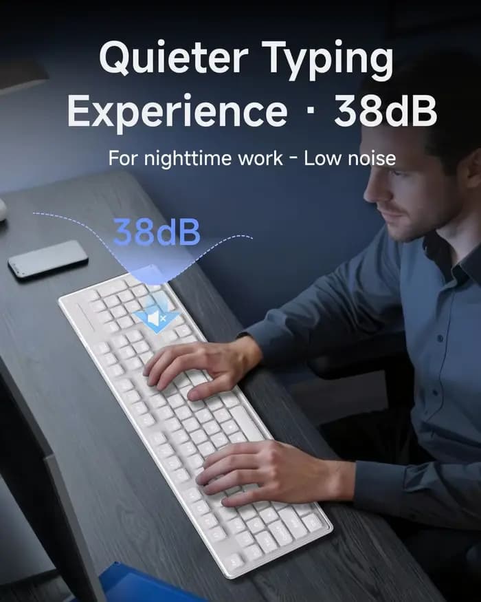 Clavier USB filaire avec rétroéclairage blanc, panneau métallique, touches Pudding, taille standard, silencieux, pour PC Windows, ordinateur portable, gamer