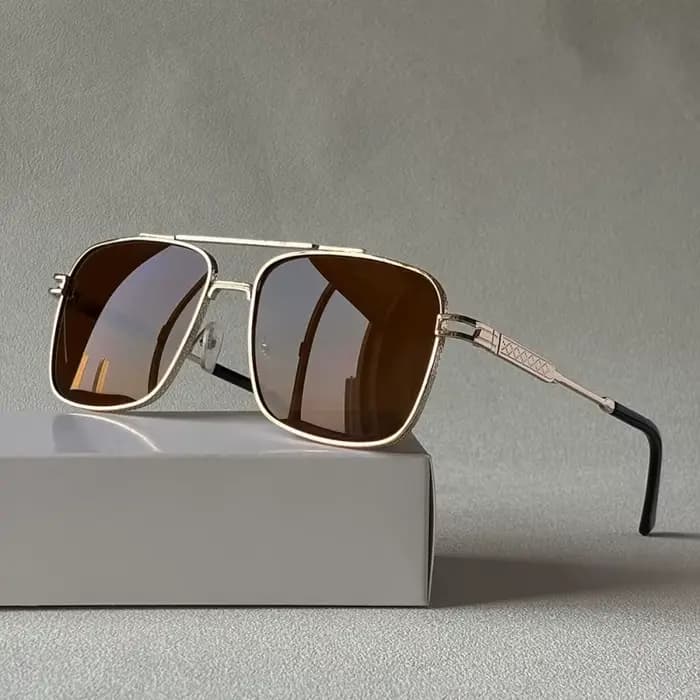 Lunettes de soleil carrées élégantes à Double pont