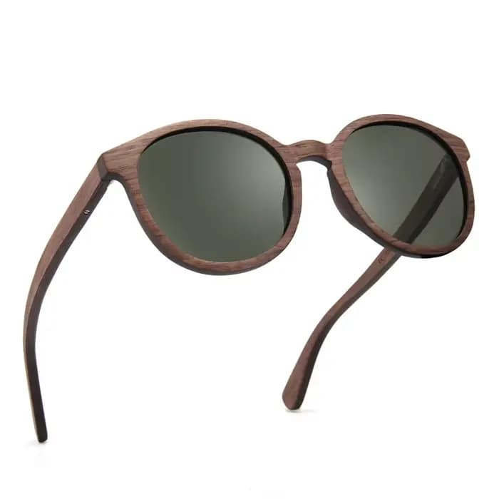 Lunettes de soleil rondes classiques en bois pour hommes et femmes